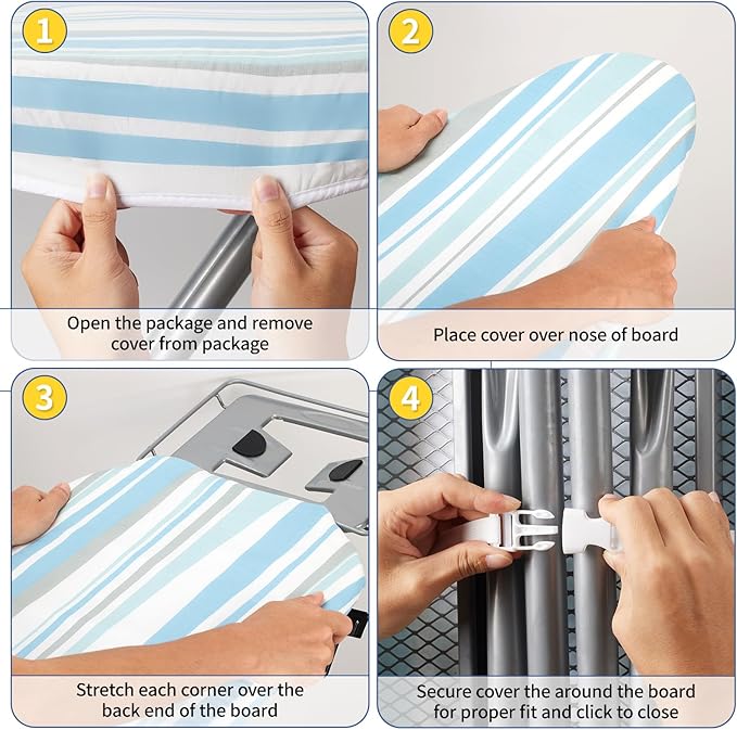 BNDX Ironing Board Cover, Stain Resistant & Durable Scorch, 2 Click Buckles - Image 4