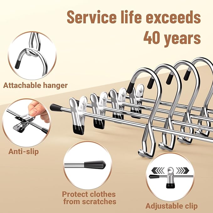 Pants Hangers Space Saving, Stackable Skirt Hangers - Image 7