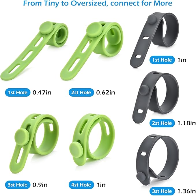 24 Pcs Silicone Cable Ties, Wire Cord Organizer, Cord Ties Reusable Cable - Image 7