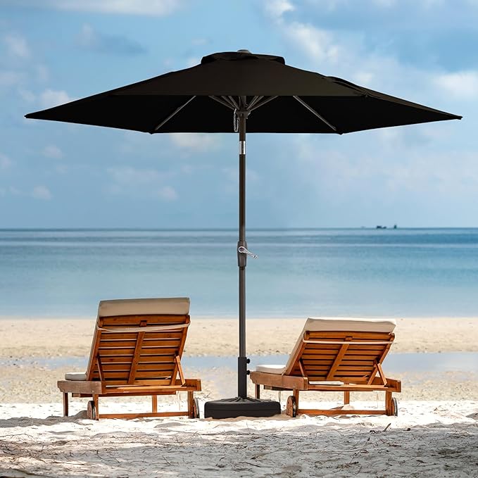 JEAREY 7.5FT Patio Umbrella Market Table Umbrella with 6 Sturdy Ribs, Push Button Tilt/Crank Outdoor Umbrella for Garden, Deck, Backyard, Pool, Black - Image 8