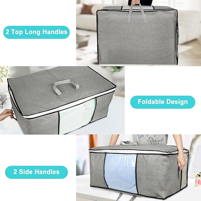 8Pack 105L Extra Large Blanket Comforter Storage Bags, Foldable Storage Bags - Image 7