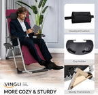 VINGLI Padded Zero Gravity Chair, Lounge Chair with Removable Cushion & Tray， Folding Reclining Patio Chairs， Recliner Chair for Lawn，Indoor Outdoor-Red - Image 4