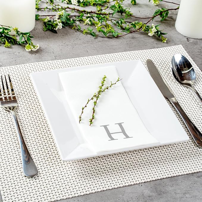 Luxenap 15.8 X 7.9 Inch Linen-Feel Guest Towels, 50 Lettered Hand Towels - Image 3