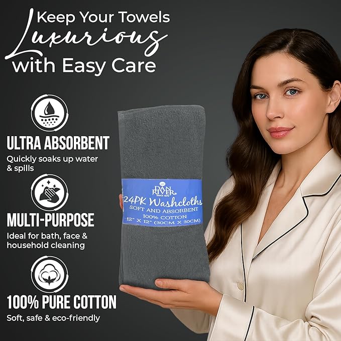 DAN RIVER 24 Pack Wash Cloths for Showering - Image 4