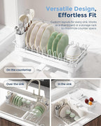Nacial 2-in-1 Small Dish Drying Rack Fits 14''–21.8'' Sink, Dish Drainers - Image 4