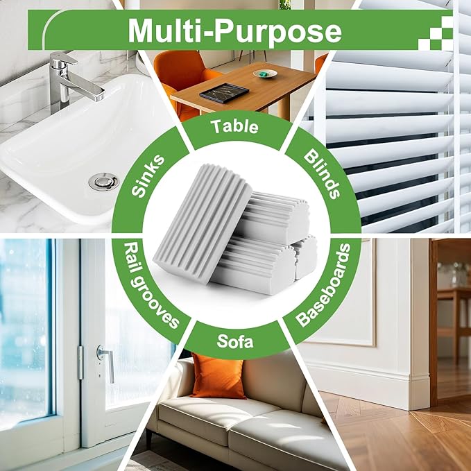 4-Pack Damp Clean Duster Sponge, Duster Baseboard Cleaner Sponge - Image 5