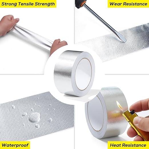 Aluminum Foil Heat Shield Tape 2inx66ft, Fiberglass High Temp Tape - Image 3