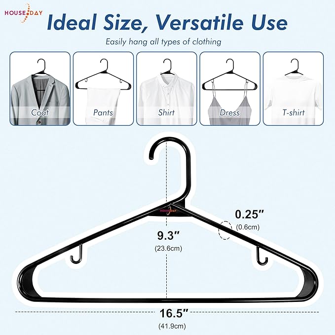 HOUSE DAY Plastic Hangers 20 Pack, Space Saving Clothes Hangers - Image 3