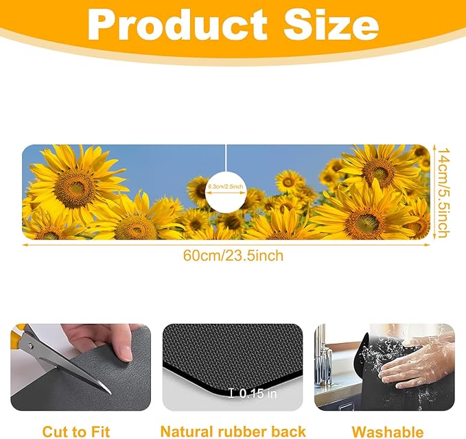 2 Pack Sunflower Field Sink Faucet Absorbing Mat Sunflowers Blooming Super - Image 2