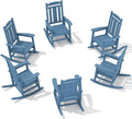 SERWALL Outdoor Rocking Chair Set of 6, Patio Rocking Chair Sets, HDPE Rocking Chair for Adults, Blue by SERWALL