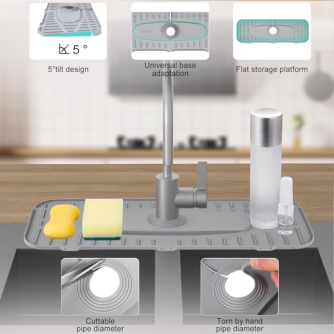 Upgraded Version Silicone Faucet Mat, Kingmall Kitchen Faucet Mat Silicone - Image 5