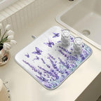 Purple Lavender Spring Summer Flower Floral Dish Drying Mat - Image 7