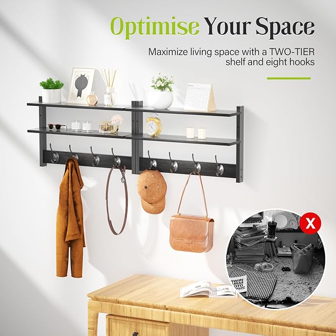 2 Tier Coat Rack Wall Mount - Image 4