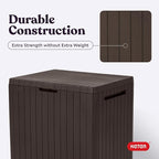 Keter City 30 Gallon Resin Outdoor Storage Box and Patio Furniture Side Table for Pool and Garden Accessories, Brown - Image 7