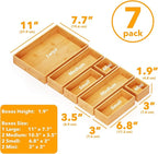 SpaceAid 7-Piece Bamboo Drawer Organizer Storage Boxes Set, Wood Tray Junk - Image 3