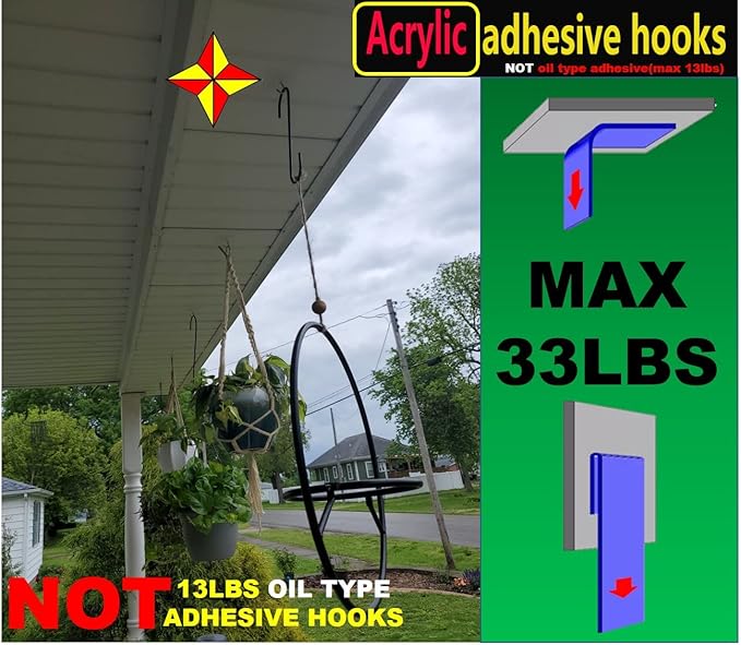 Adhesive Hooks, 20 Packs, 33lbs/15kg Premium Heavy Duty Wall Ceiling Hooks - Image 2