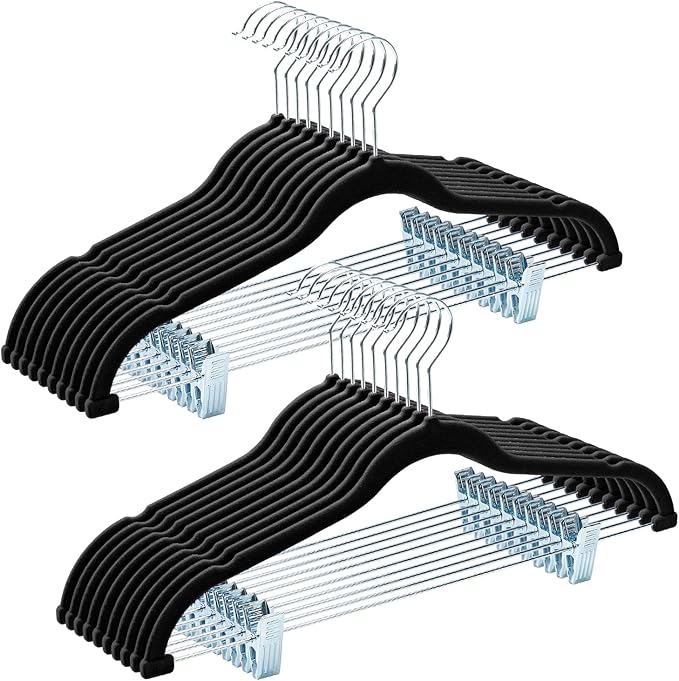 HOUSE DAY Velvet Hangers with Adjustable Clips 20 Pack, Non-Slip Suit Organizer by HOUSEDAY