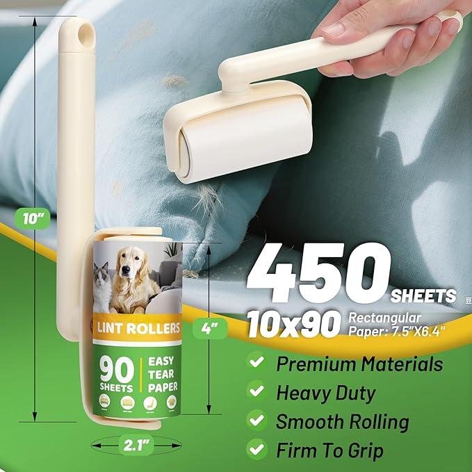 Lint Roller 2-in-1 Rotatable Handle Pet Hair Remover - Image 4