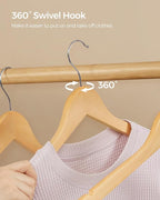 SONGMICS Solid Wood Hangers, Pants Bar, 360° Swivel Hook, Non-Slip - Image 6
