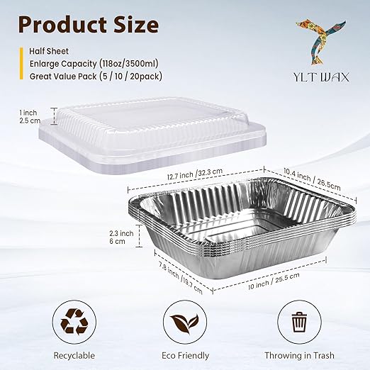 YLT WAX 9x13 Disposable Aluminum Foil Pans - Image 3