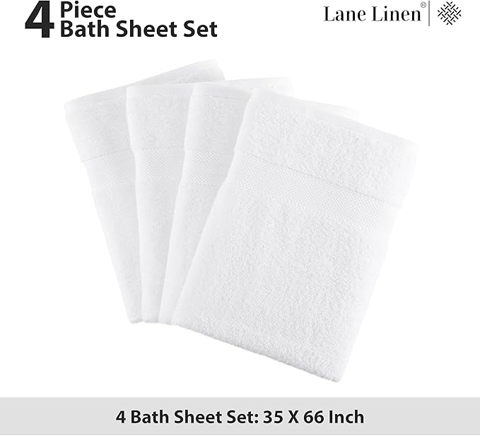 Lane Linen 100% Cotton 4 Pack Bath Sheets - Image 5
