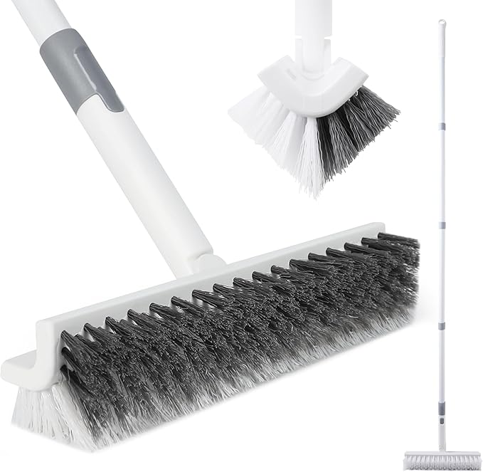 BOOMJOY Grout Brush with Long Handle, Double-Sided with V-Shape Stiff Bristles by BOOMJOY