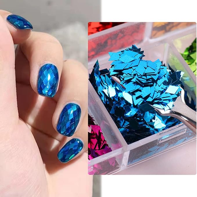 3D Sparkly Glitter Sequins, Holographic Rhombus Shape Glitters Nail Flakes - Image 4