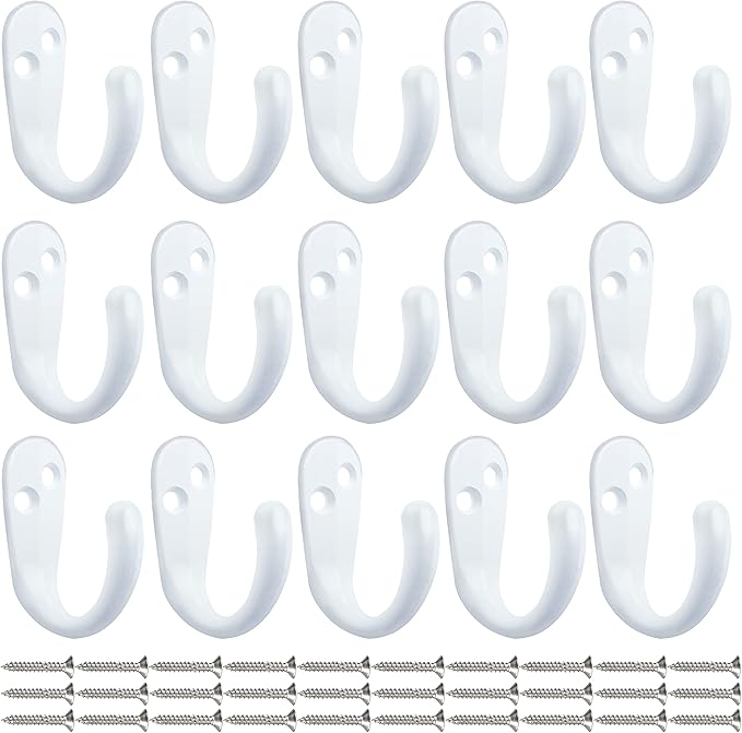 IBosins 15PCS Coat Hooks Wall Mounted Single Prong Robe Hook - Image 2