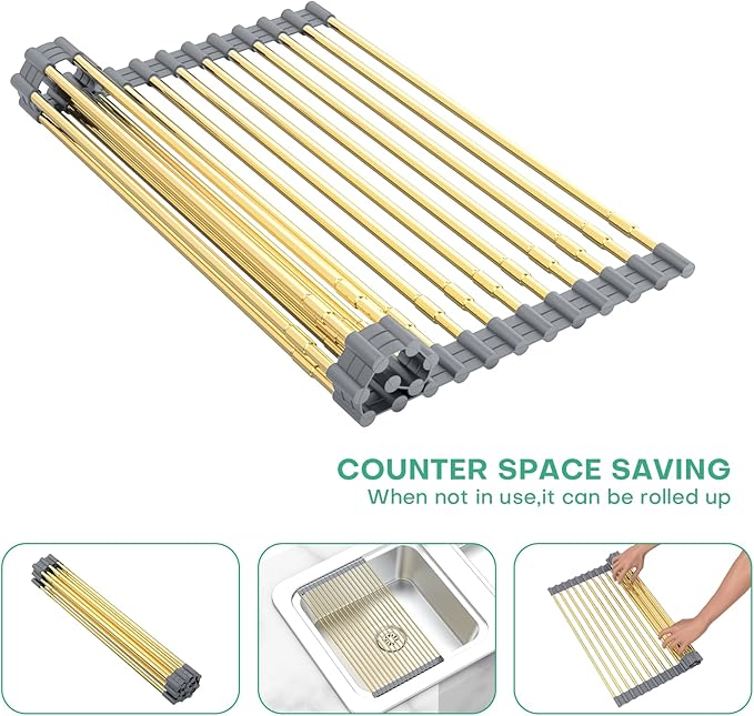 Large Expandable Roll Up Dish Drying Rack, Heat-Resistant Dish Drainer - Image 2