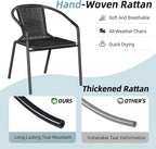 Amopatio Outdoor Dining Chairs Set of 4, Stackable Patio Chairs, Rattan Wicker Patio Chairs Set of 4, Bistro, Garden, Yard, Porch, Black - Image 6