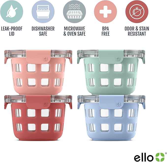 Ello Duraglass Glass Meal Prep Sets Leak-Proof Glass Food Storage Containers - Image 3