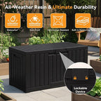 NEWBULIG 60 Gallon Deck Box, Waterproof Outdoor Storage Box with Lockable Lid, Patio Furniture Bench & Side Table, Outside Storage Container, Tool-Free Assembly, for Garden, Pool, Black - Image 4