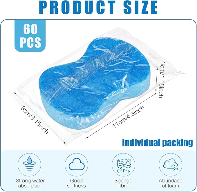 Tanlade 60 Pcs Individually Wrapped Sponges Kitchen Bulk Non Scratch Scouring - Image 2