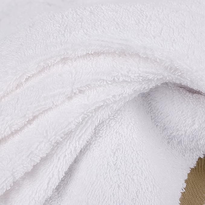 PiccoCasa Set of 2, 750 GSM Luxury White Hand Towels - Image 5