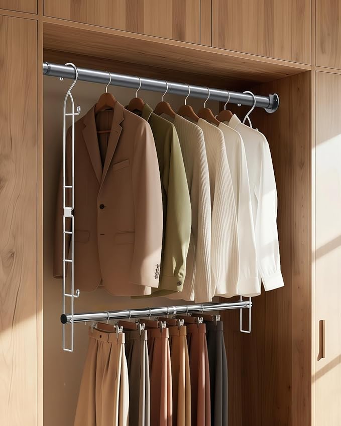 Hanging Closet Rod Stainless Steel, 1 Pack Adjustable Height & Width Closet Rod - Image 8
