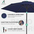JEAREY 7.5FT Patio Umbrella Outdoor Market Umbrella with 6 Sturdy Ribs, Push Button Tilt/Crank Table Umbrella for Garden, Deck, Backyard and Pool, Navy - Image 3