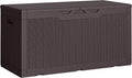 Greesum Outdoor Storage Box 100 Gallon Storage Bin with Lid for Patio Furniture, Garden Tools, Pool Supplies, Lockable, Waterproof and UV Resistant, Dark Brown by BuynowfromGreesum