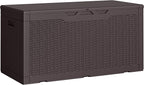 Greesum Outdoor Storage Box 100 Gallon Storage Bin with Lid for Patio Furniture, Garden Tools, Pool Supplies, Lockable, Waterproof and UV Resistant, Dark Brown by BuynowfromGreesum