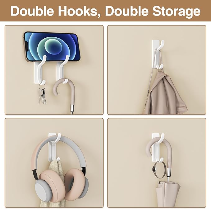niffgaff Wall Hooks for Coat and Towel: 13lb Adhesive Door Hanger Stick On - Image 4