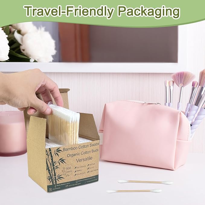 Bamboo Cotton Swabs – Sturdy Bamboo Sticks & Soft Cotton Tips – 100% - Image 5