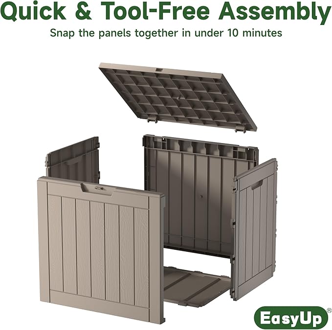EasyUp 35 Gallon Resin Deck Box Waterproof, UV Resistant Outdoor Storage Box for Delivery, Patio, Garden, and Porch,Striped Gray - Image 5