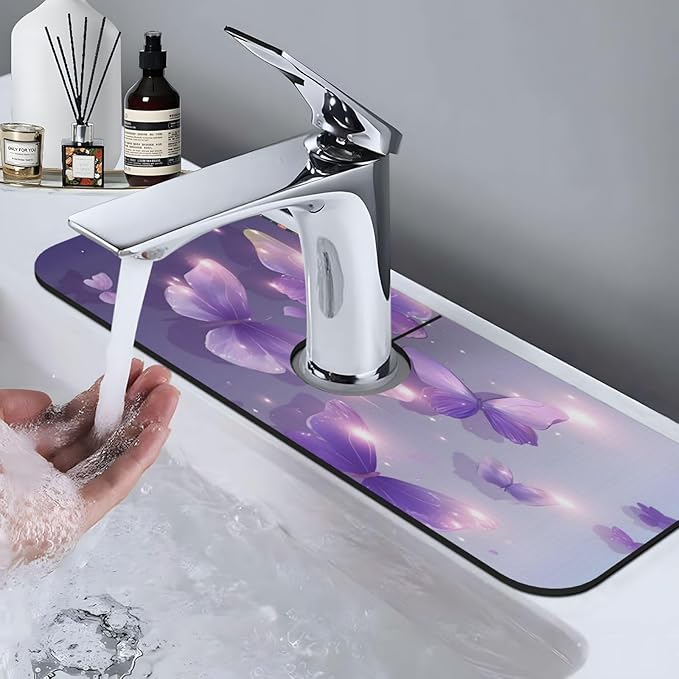 Purple Butterfly Kitchen sink faucet pad, strong water absorption, anti slip - Image 7