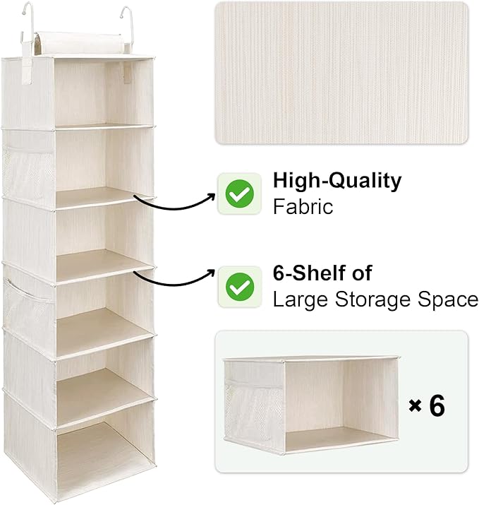 StorageWorks 6-Shelf Hanging Closet Organizer, Hanging Shelves - Image 6
