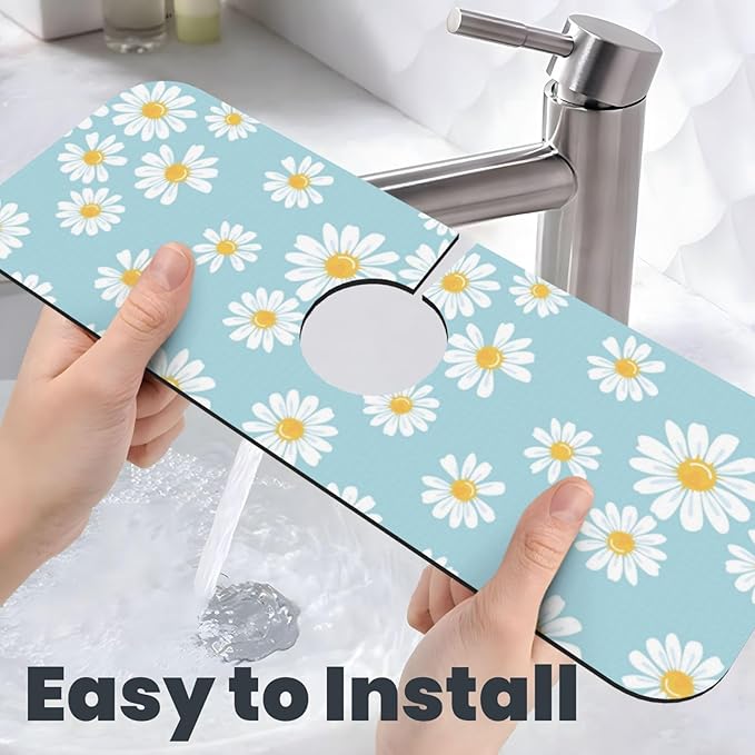 Beautiful Daisy Flower Floral Kitchen Sink Splash Guard Faucet Mat Super - Image 6
