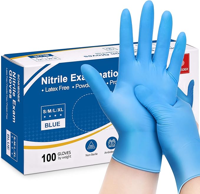 Schneider Nitrile Exam Gloves, 4 mil, Powder-Free, Latex-Free, by Schneider