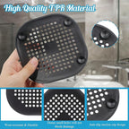 2Pcs 5.4 Inch Square Drain Cover TPR Hair Drain Catcher Flat Silicone Floor - Image 3