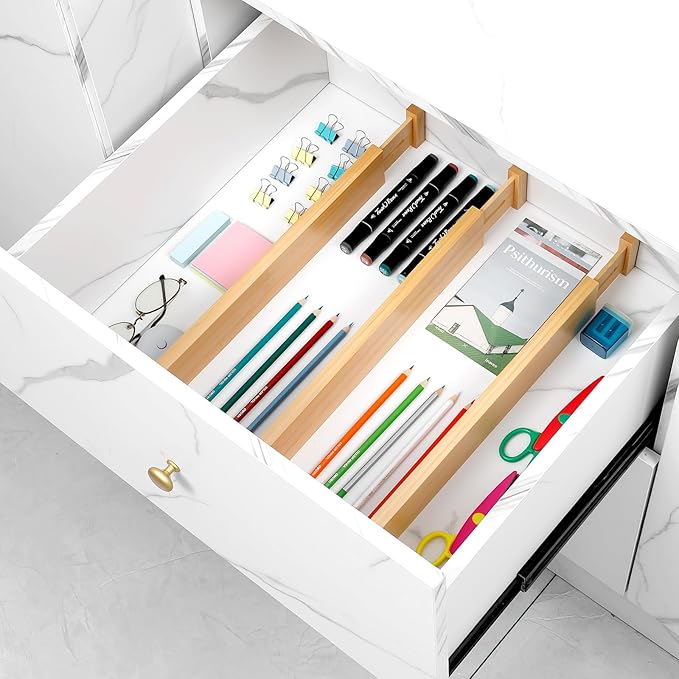 Bamboo Drawer Dividers 4 Pack, 16.4"-21.5" Expandable Drawer Organizer - Image 8
