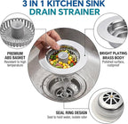 Kitchen Sink Stopper, 3 in 1 Pop Up Kitchen Sink Drain Strainer, - Image 9