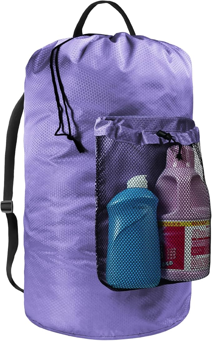 Laundry Bag with Shoulder Straps and Mesh Pocket Laundry Backpack Large by CATOTEL