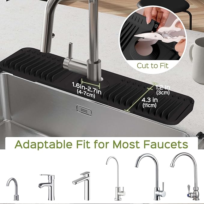 18 Inch Silicone Faucet Mat for Kitchen Sink Splash Guard – 2025 Upgraded - Image 5